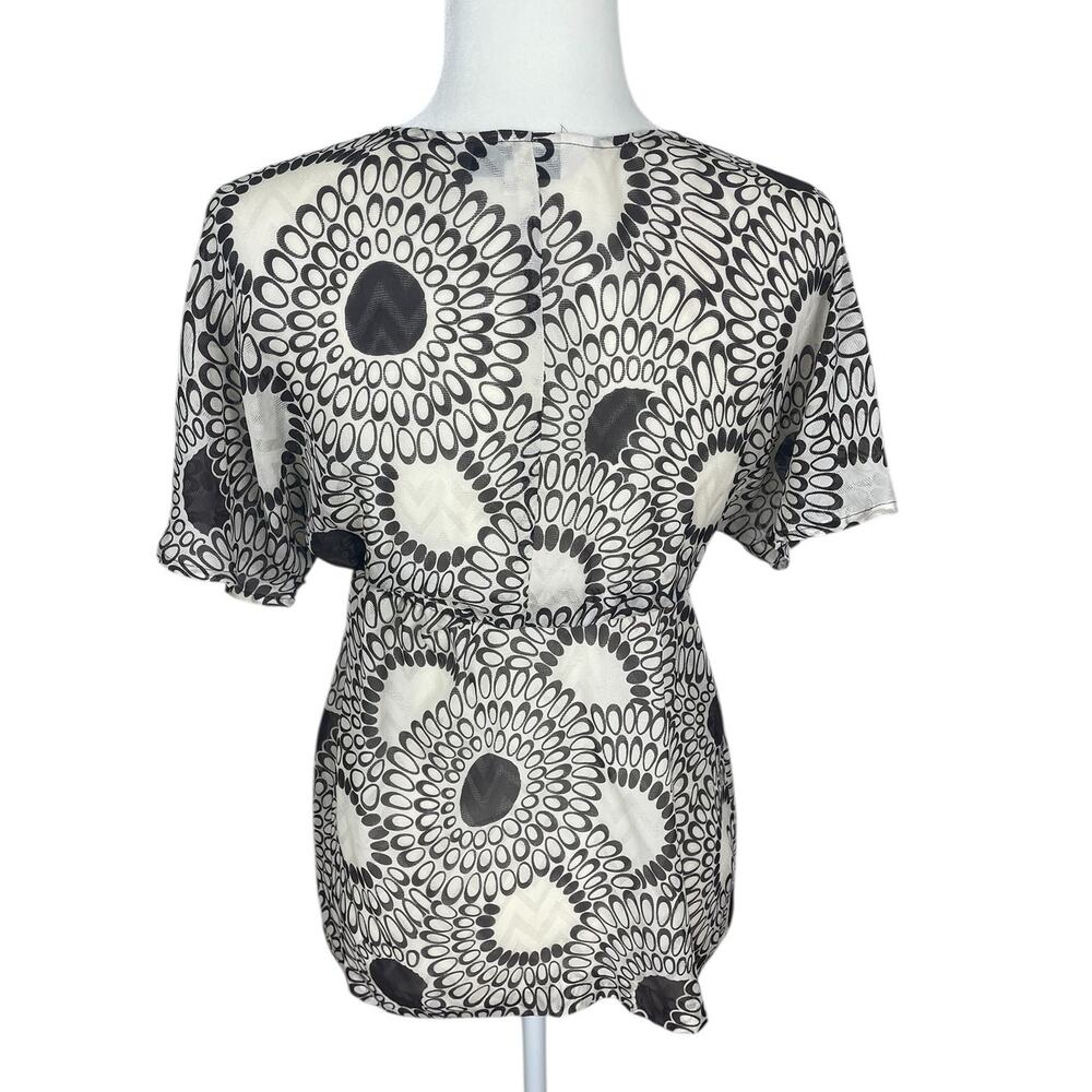 Trina Turk Silk Babydoll Sheer Mesh Top Cream Brown Neutral Small Y2K Coquette - Picture 7 of 13